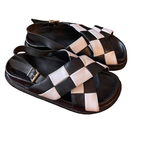 ALOHAS Black and White Sandals - Picture 1 of 5